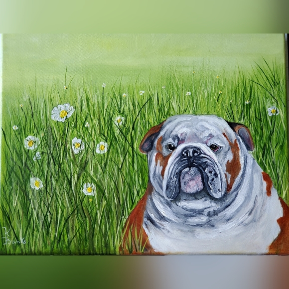 Original Oil Painting  11 x 14 English Bull dog - Picture 1 of 2